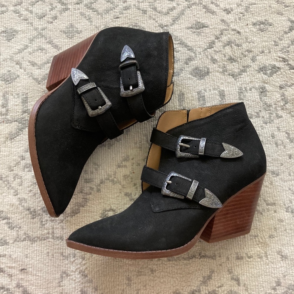 Franco Sarto Black Buckle Booties